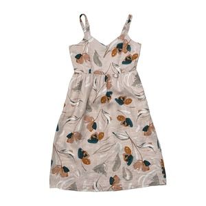 Rachel Zoe A Line Dress Pink Floral Sweetheart Neck Spaghetti Strap Linen Sz 8